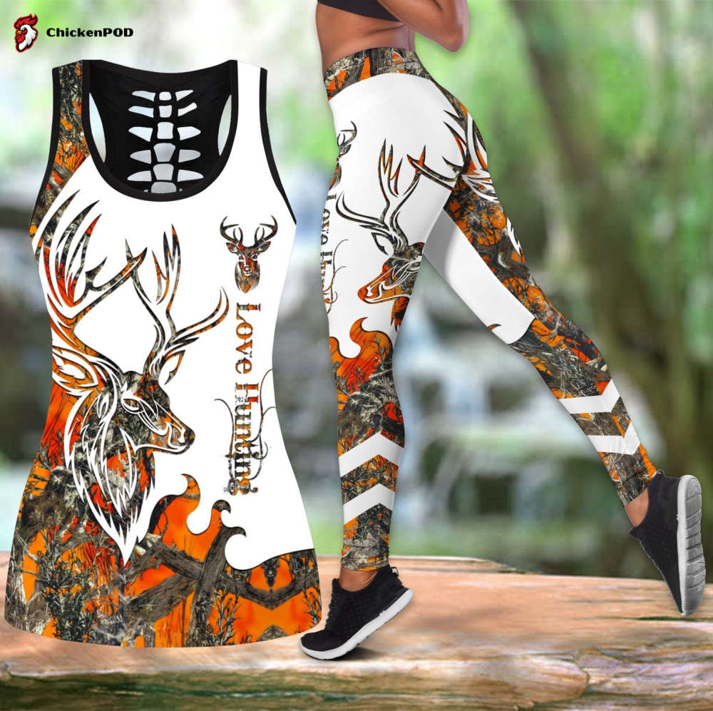 Personalized Name Hunting Combo Legging + Tanktop Orange Camo Deer