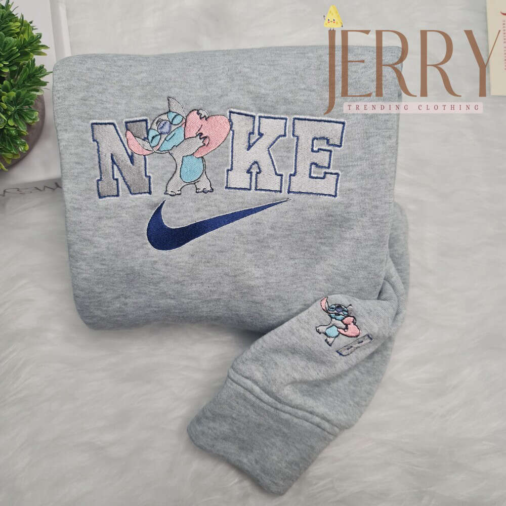 Custom Stitch Disney Nike Sweatshirt: Cute Halloween Couple Gift – Personalized Embroidered