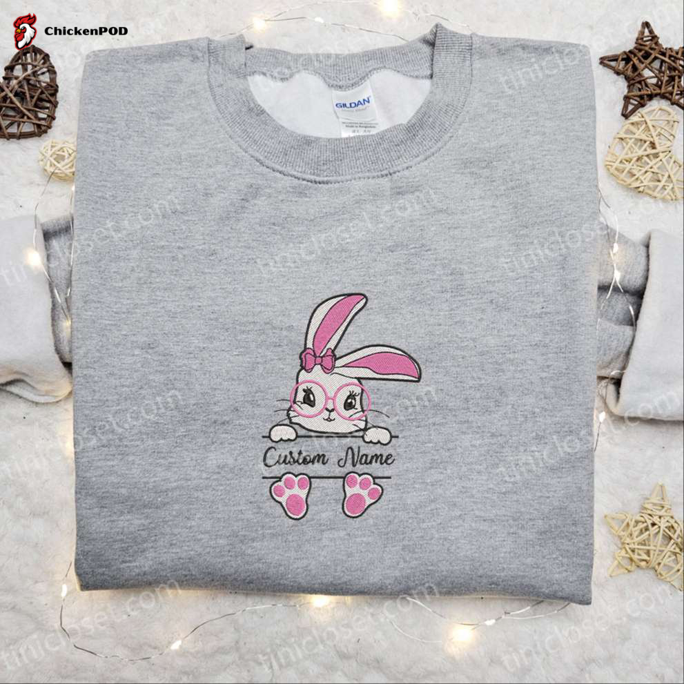 Personalized Pink Easter Bunny Shirt & Custom Name Hoodie – Perfect Thanksgiving Day Gift