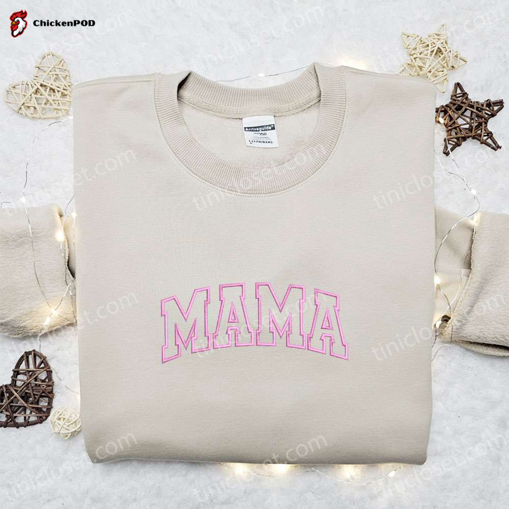 Best Gift for Mom: Pink Line Mama Embroidered Shirt & Hoodie – Perfect for Mother’s Day!