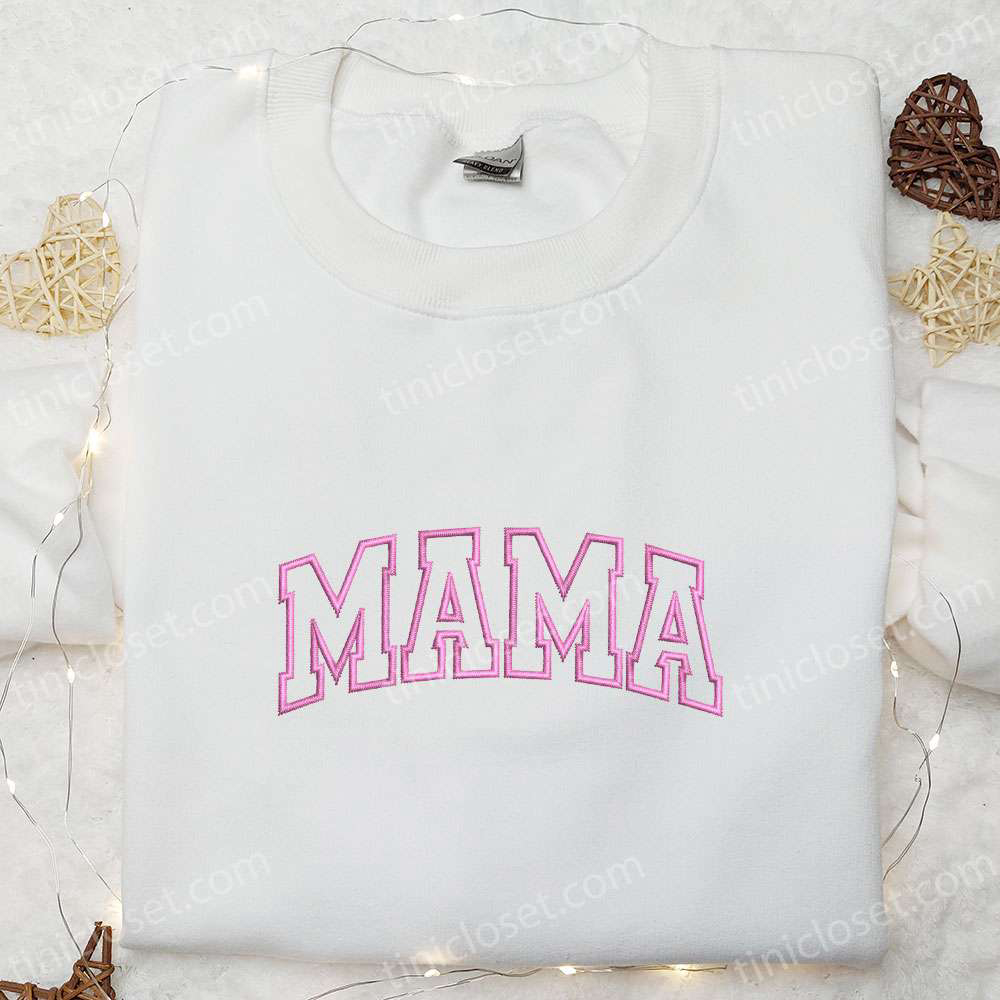 Best Gift for Mom: Pink Line Mama Embroidered Shirt & Hoodie – Perfect for Mother’s Day!