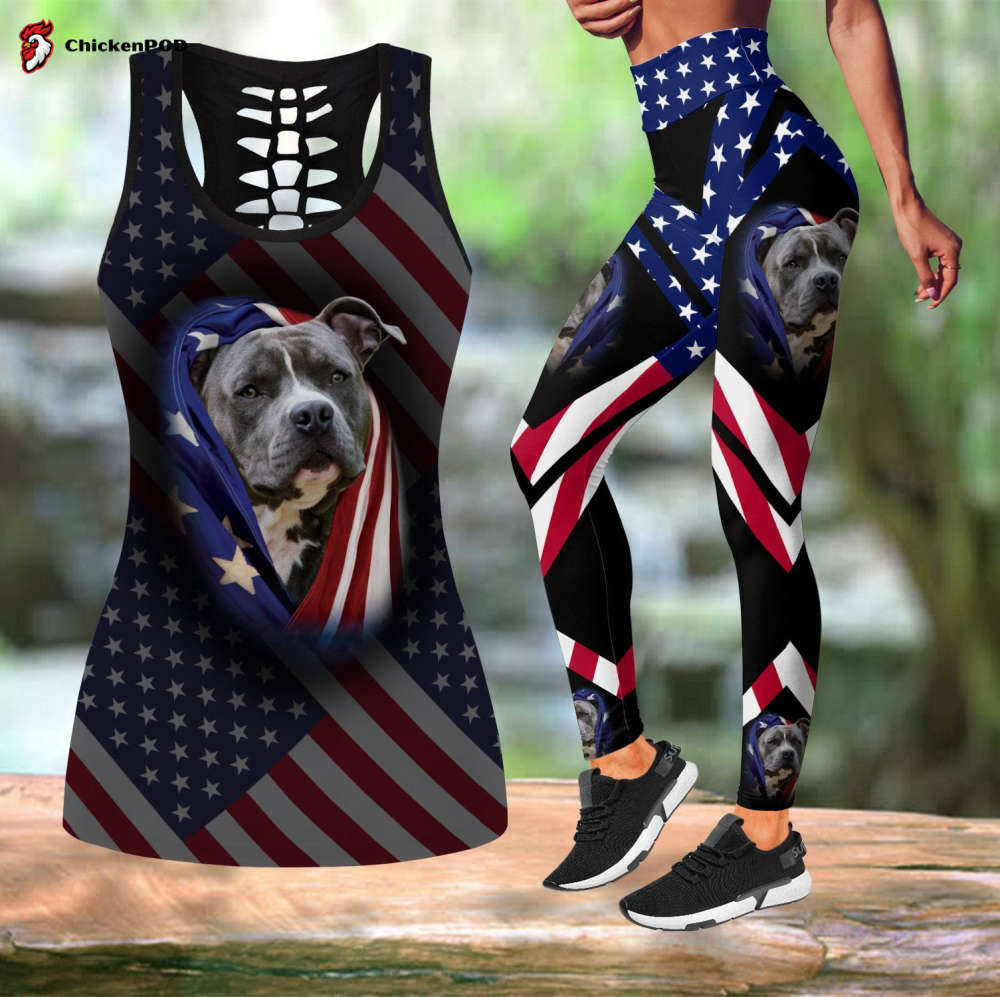 Pitbull Dog American Flag Combo Tank + Legging TA061806