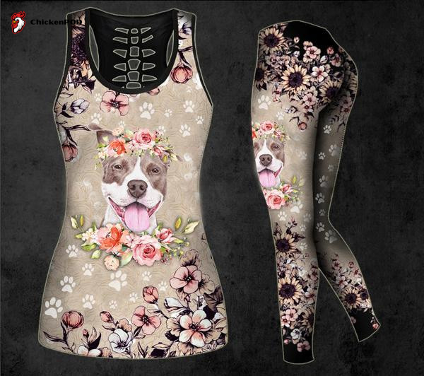 Pitbull Flower Crown outfit combo set Legging Sport Gifts