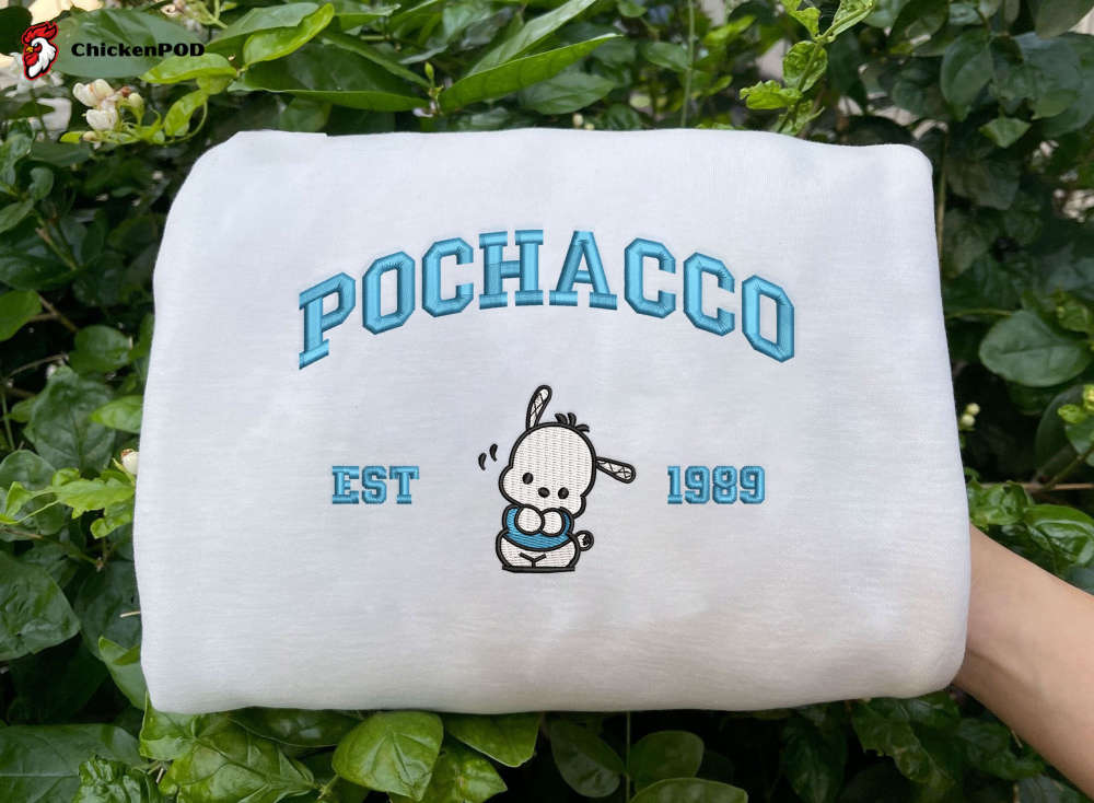 Pochacco Sweater: Trending Cartoon Embroidered Sweatshirt Vintage Crewneck & Embroidery Hoodie