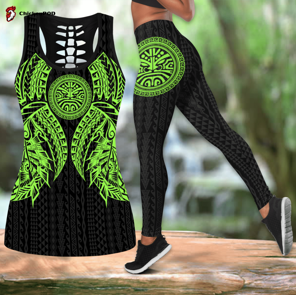 Polynesian Lion Head Green Legging & Tank top ML