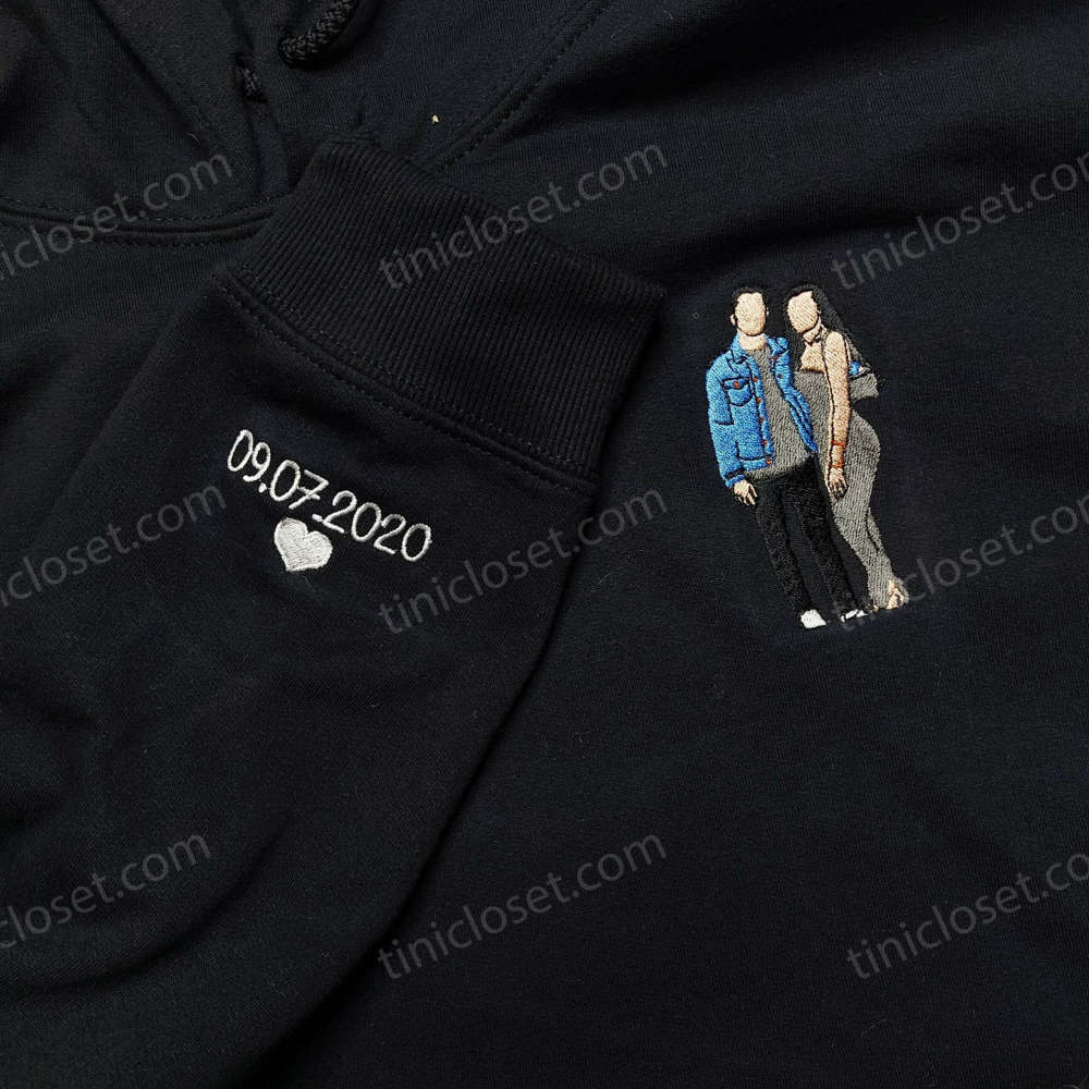 Custom Portrait Embroidered Sweatshirt Personalized Hoodie from Photo Unique Personalized Gifts