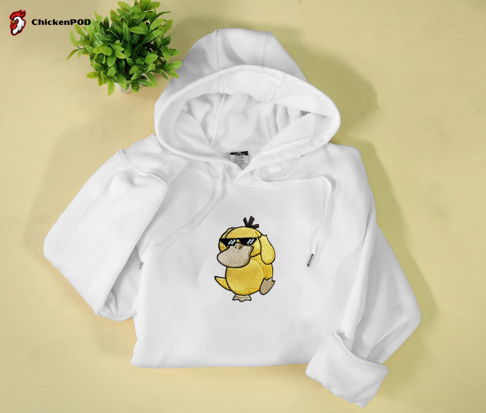 Psyduck Embroidered Hoodie – Perfect Christmas Birthday and Valentine s Day Gifts