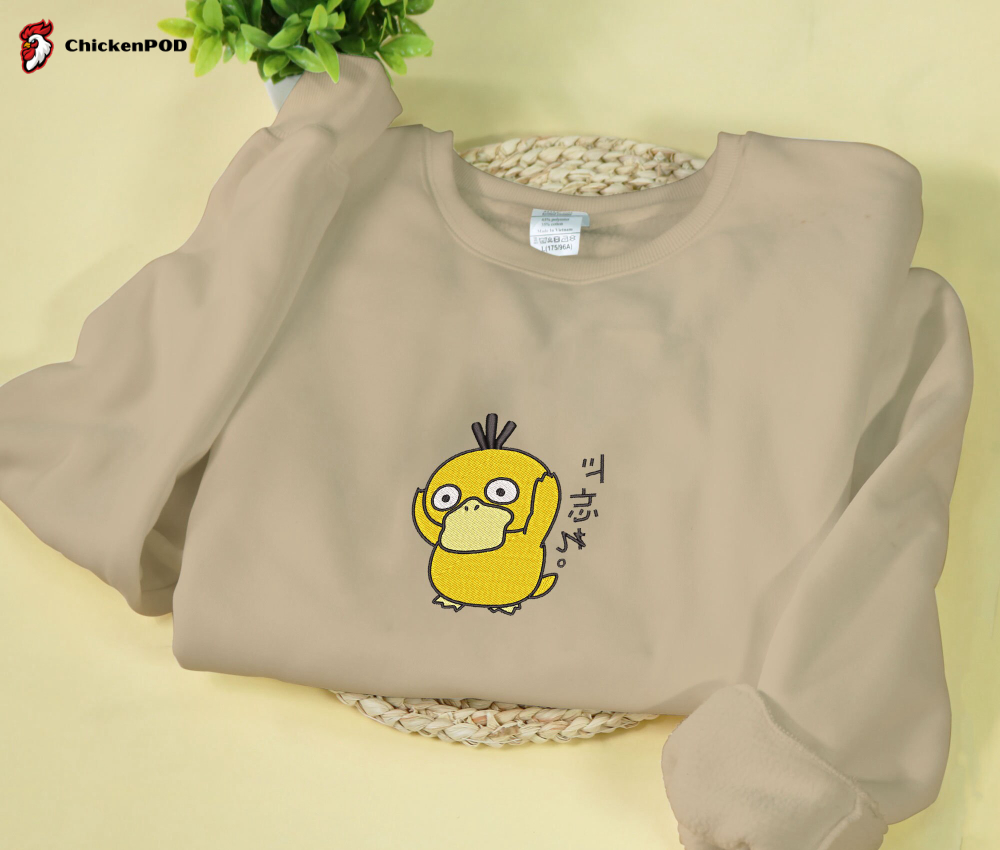 Anime Psyduck Embroidered Sweatshirt – Perfect Gift for Psyduck Fans!