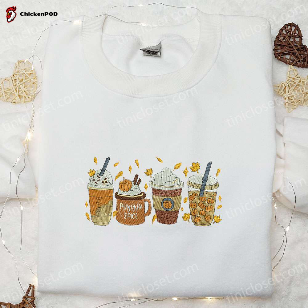 Pumpkin Spice Drink Embroidered Shirt – Halloween Unique Gifts for Family