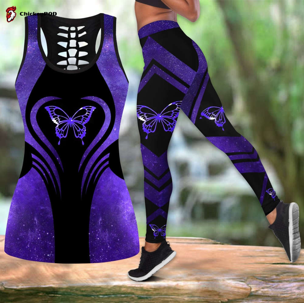 Purple butterfly legging + hollow tank combo HAC