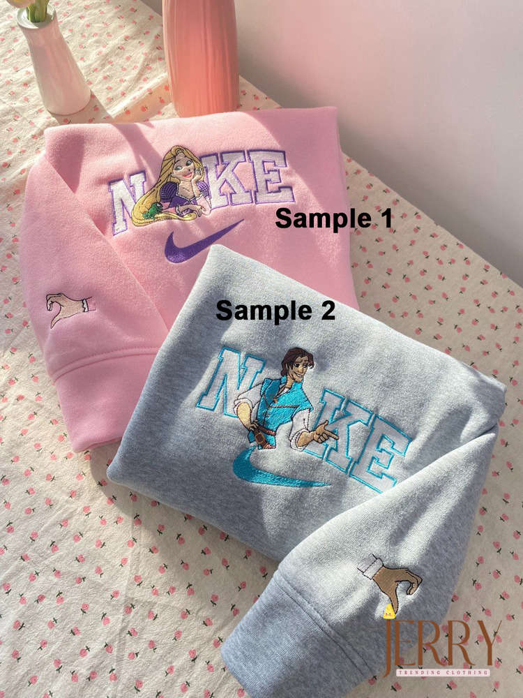 Rapunzel & Flynn Nike Embroidered Sweatshirts: Disney-inspired Cozy Style