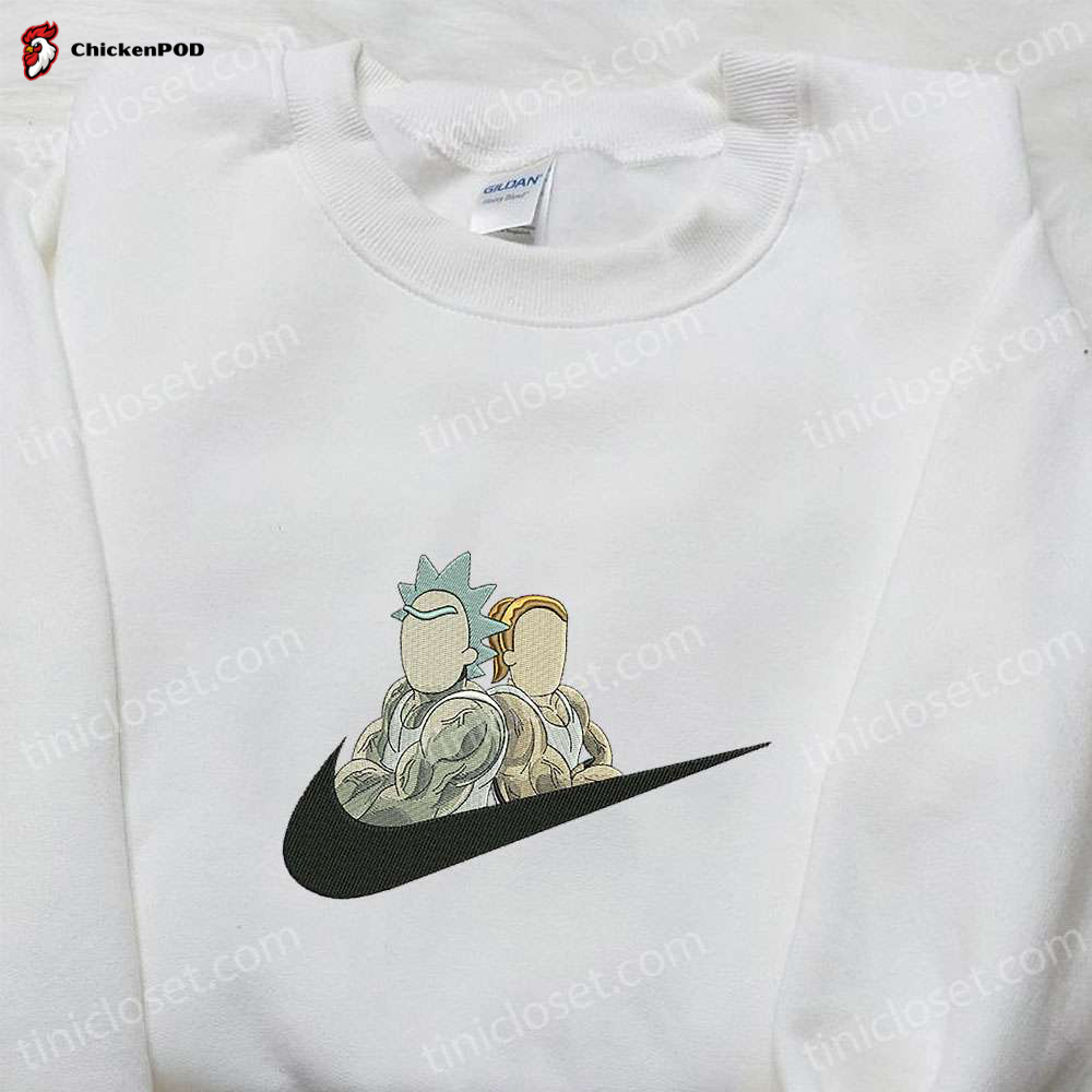 Rick and Summer Body Building x Nike Swoosh Embroidered Shirt Cartoon Hoodie & Sports T-Shirt