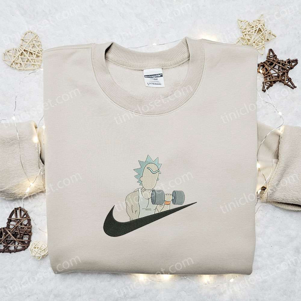 Exclusive Rick Lifting x Nike Swoosh Embroidered Shirt Cartoon Hoodie & Sports T-Shirt