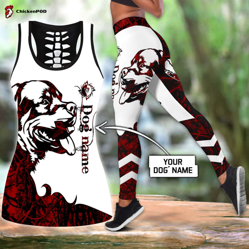 Rottweiler Red Tattoos Legging + Hollow Tank Combo