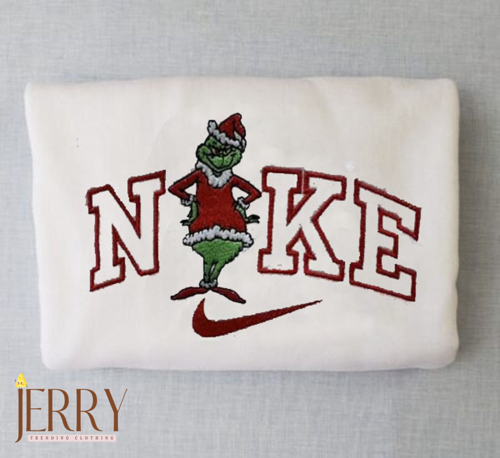 Christmas Grinch Nike Embroidered Sweatshirt – Cozy Hoodie for Festive Vibes