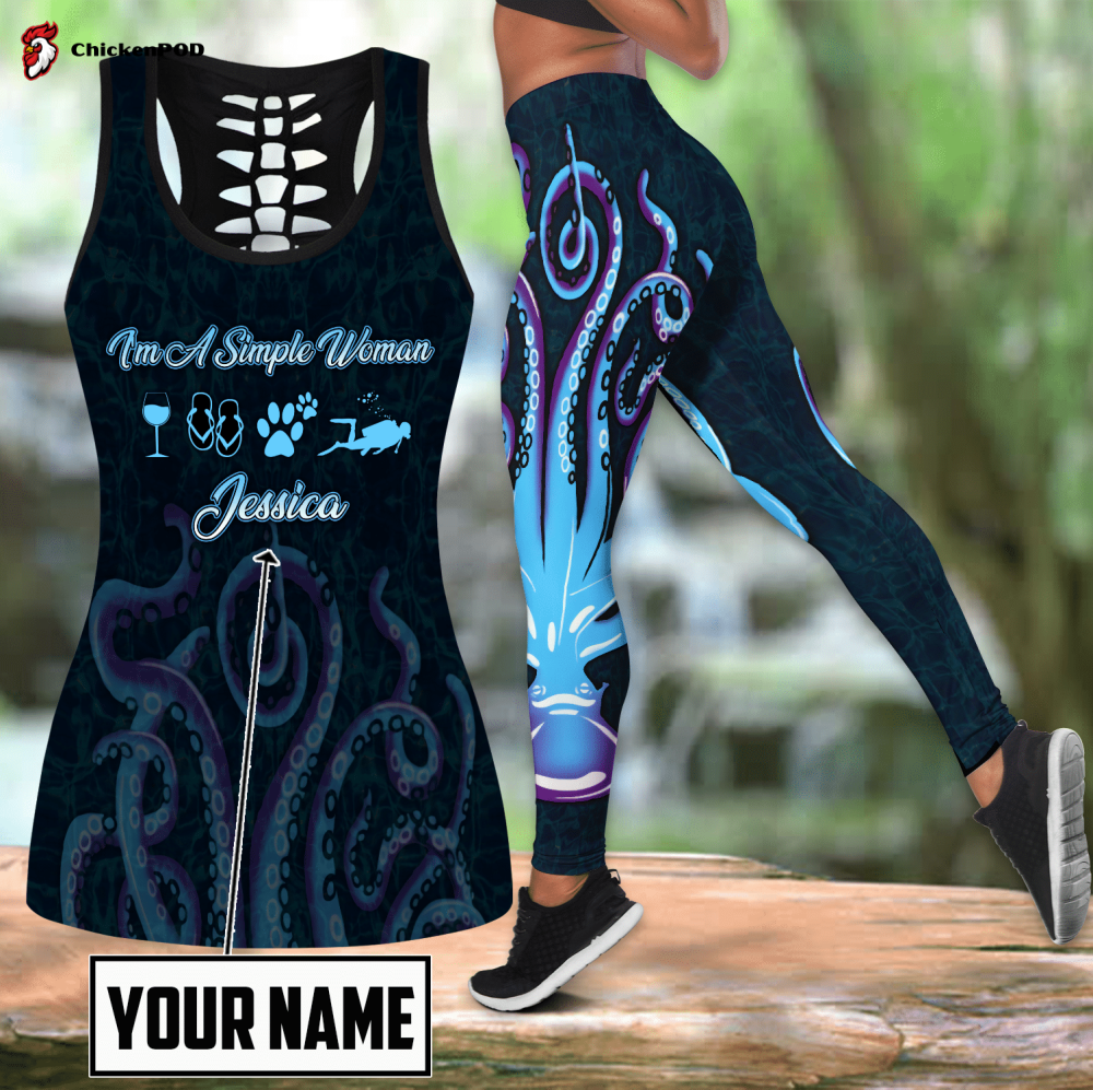 Personalized Real Girls Go Scuba Diving legging + hollow tank combo