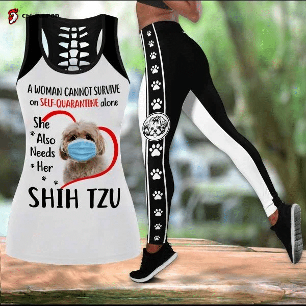 Shih Tzu Dog COMBO TANK+LEGGING Outfit For Women Sport Gifts PL