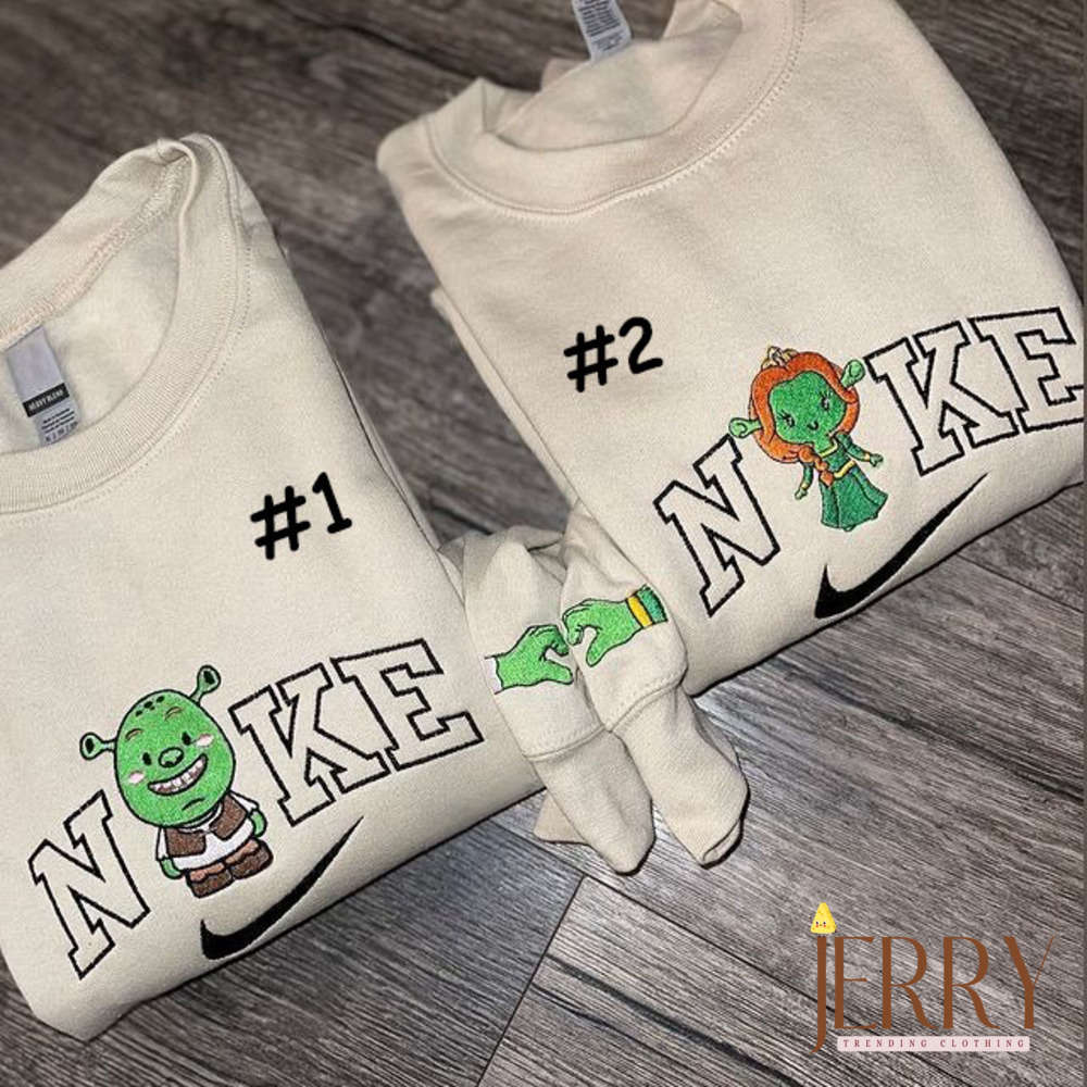 Disney Nike Shrek and Fiona Embroidered Sweatshirt: Perfect Valentines Day Gift for Couples!