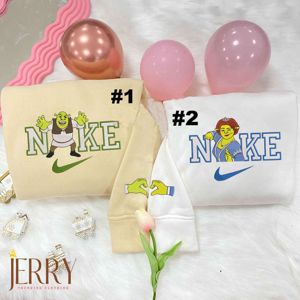 Disney Nike Shrek & Princess Fiona Couple Sweatshirts: Embroidered Magic!