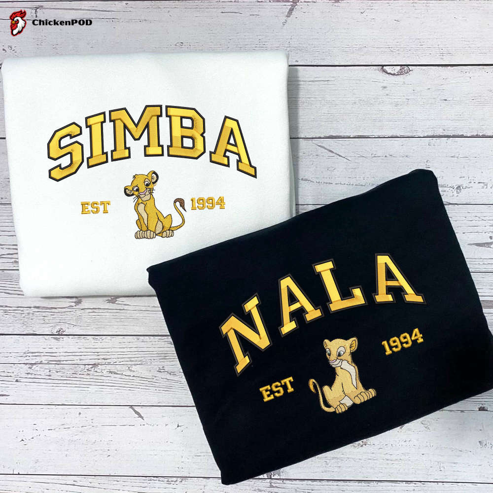 Simba and Nala Couple Sweater: Trending Cartoon Embroidered Sweatshirts for Vintage Style