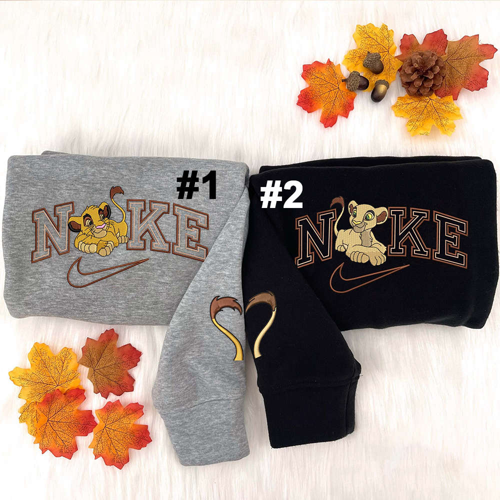 Disney Nike Embroidered Sweatshirts: Simba and Nala Duo for Style & Comfort