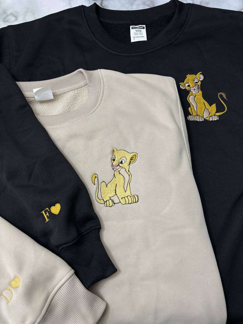 Simba and Nala Embroidered Sweatshirts: Trending Lion King Couple Shirts – Perfect Valentine s Day Gift!