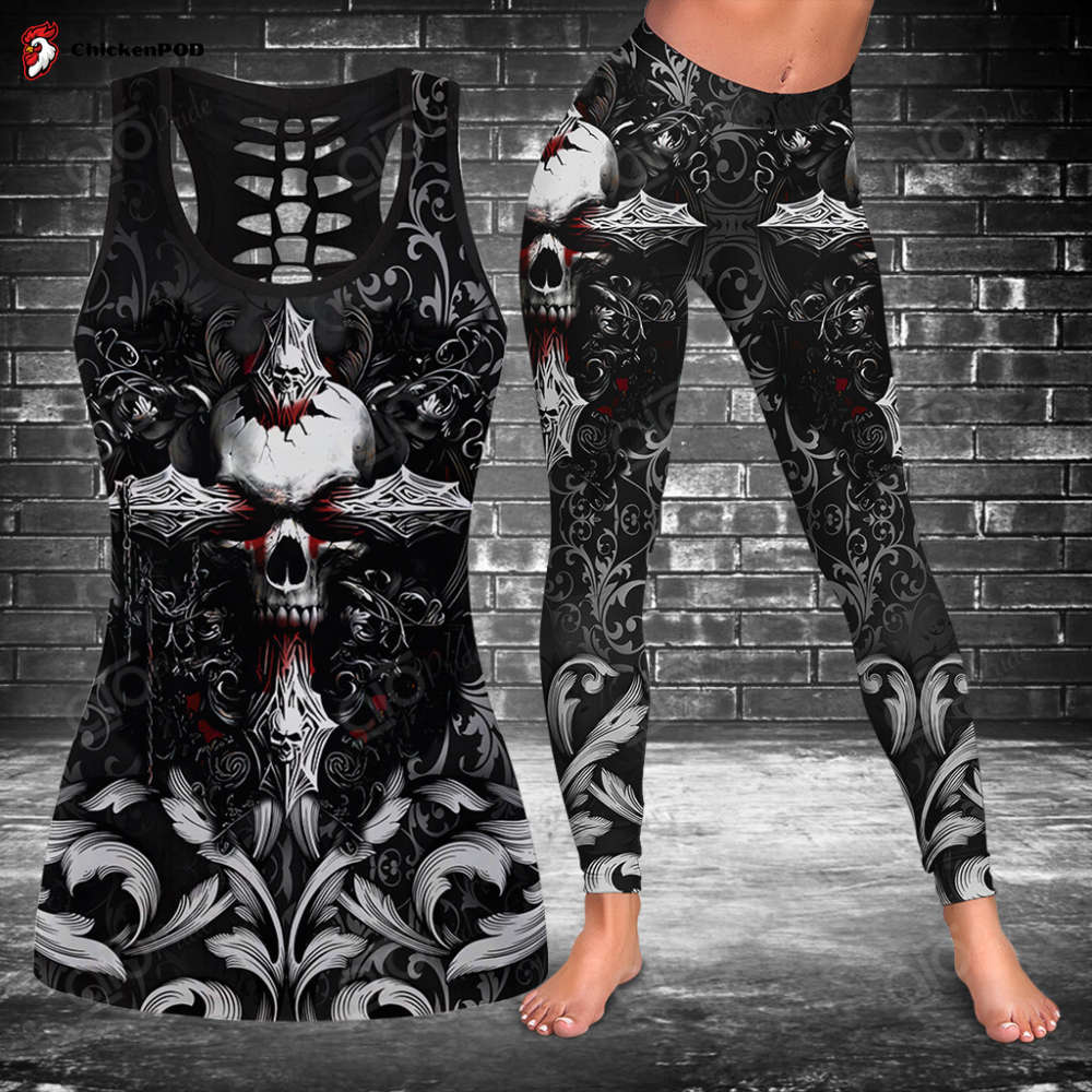 Skull Cross 3D Hollow Tank Top Or Legging