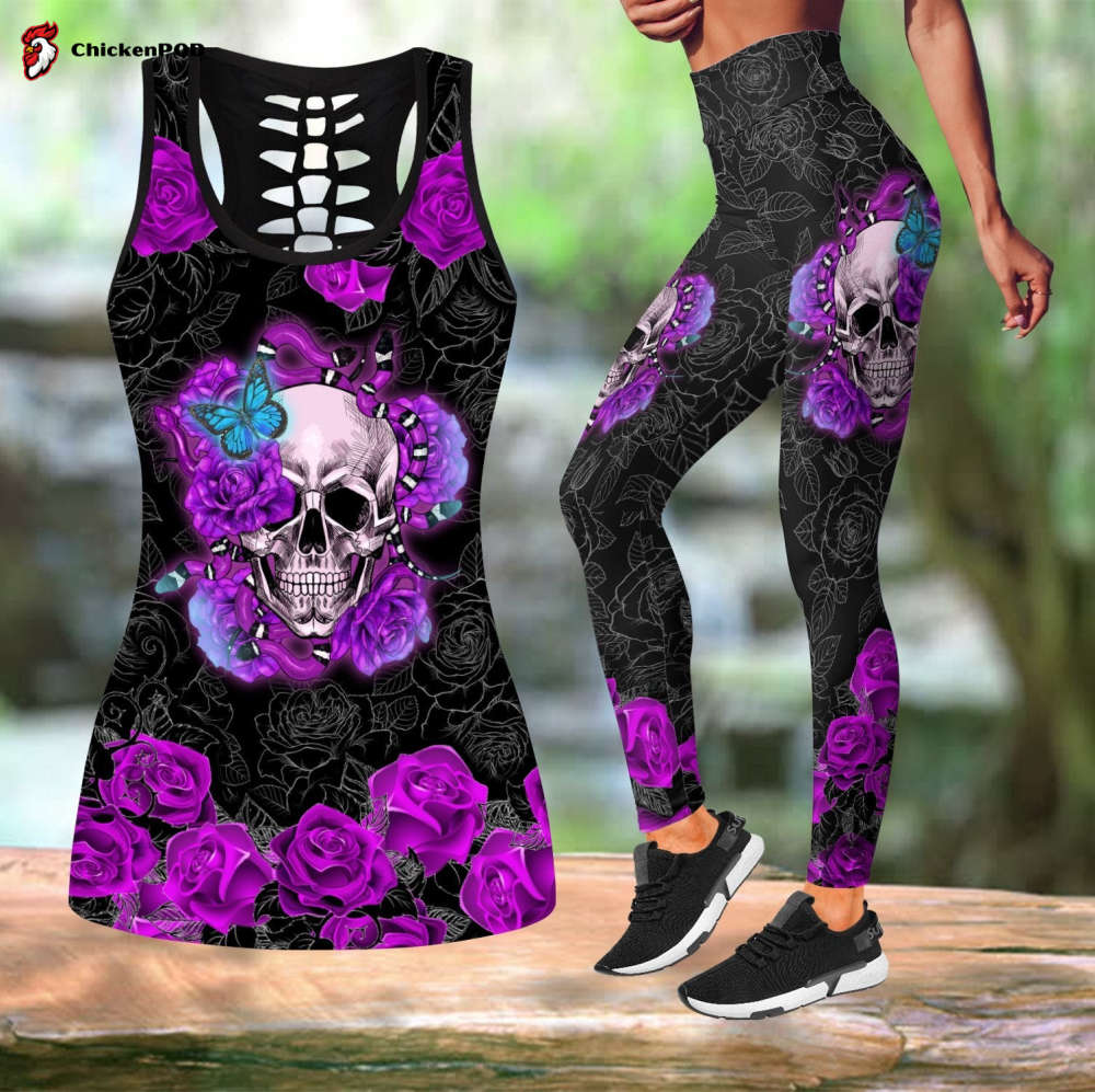 Skull Rose tanktop & legging outfit For Women Sport Gifts