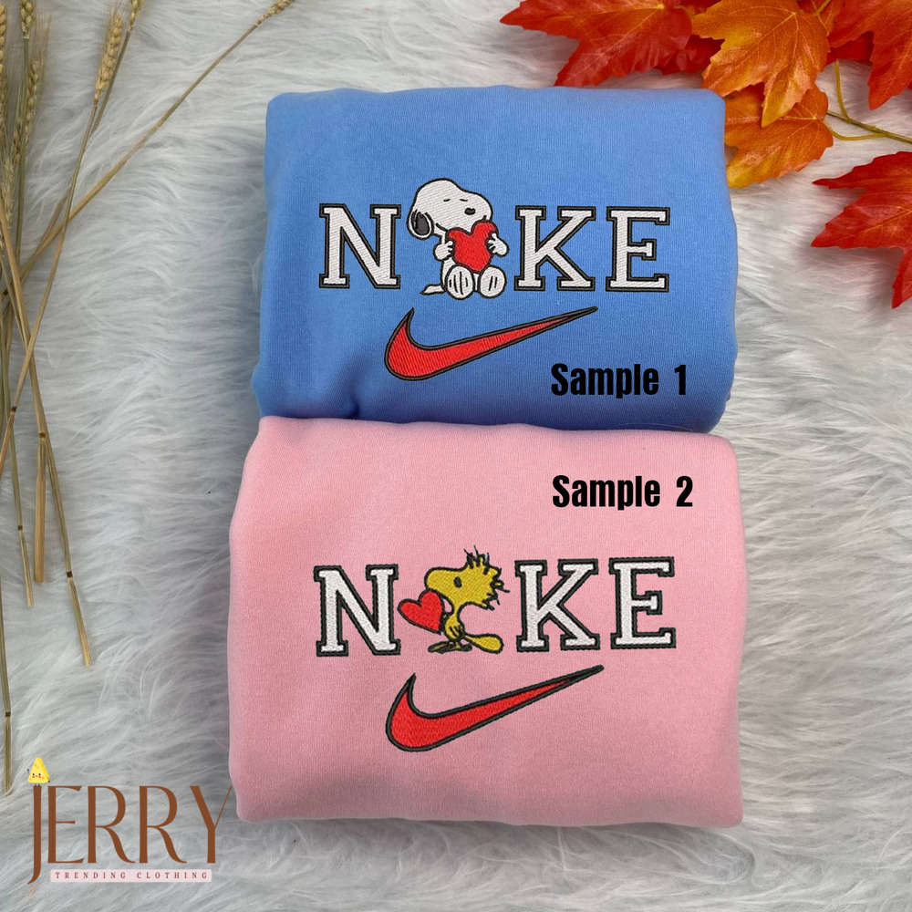 Snoopy & Woodstock Matching Nike Embroidered Sweatshirts: Cozy and Stylish Cartoon Inspired Apparel