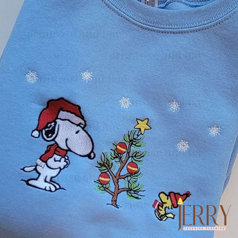 Festive Snoopy Christmas Embroidered Sweatshirts & Gifts: Gratitude Crewneck Woodstock – Shop Now!