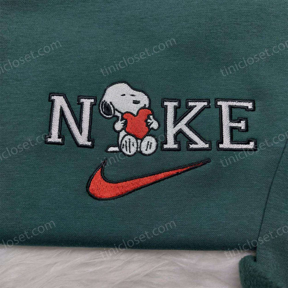 Snoopy Heart Nike Shirt: Custom Embroidered Sweatshirt – Best Valentine s Day Gifts