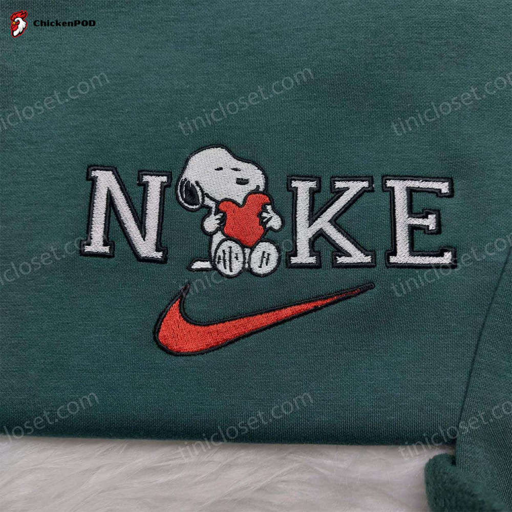 Snoopy Heart Nike Shirt: Custom Embroidered Sweatshirt – Best Valentine s Day Gifts