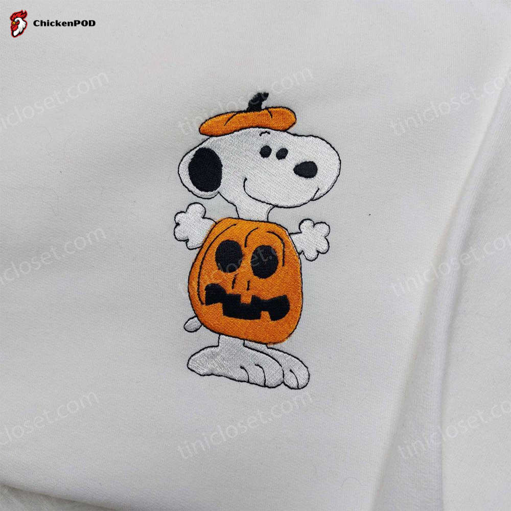 Snoopy Pumpkin Embroidered Sweatshirt: Cute Halloween Gift for Friends