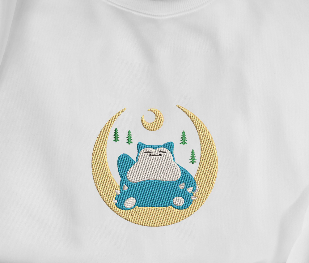 Anime Snorlax Moon Embroidered Sweatshirt: Perfect Christmas Birthday and Halloween Gift