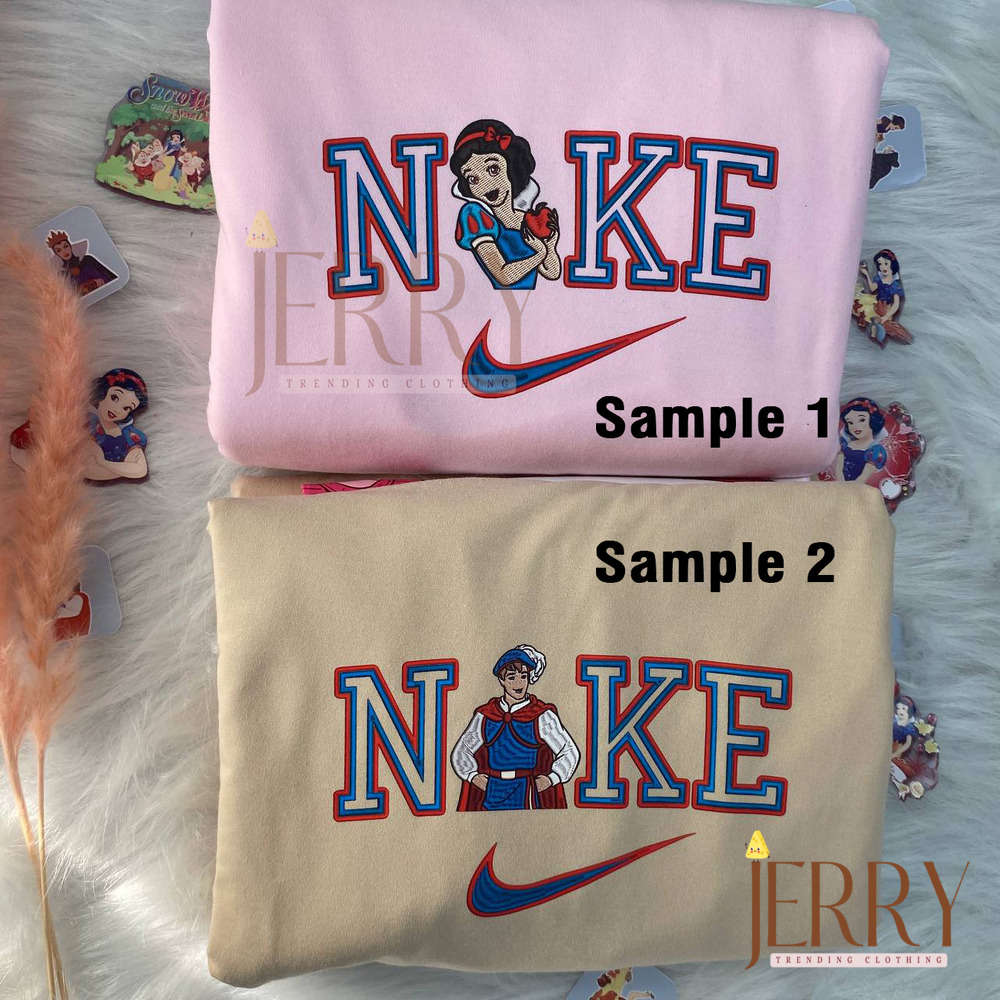 Disney Nike Embroidered Sweatshirts: Snow White & Prince Florian – Cozy and Magical!