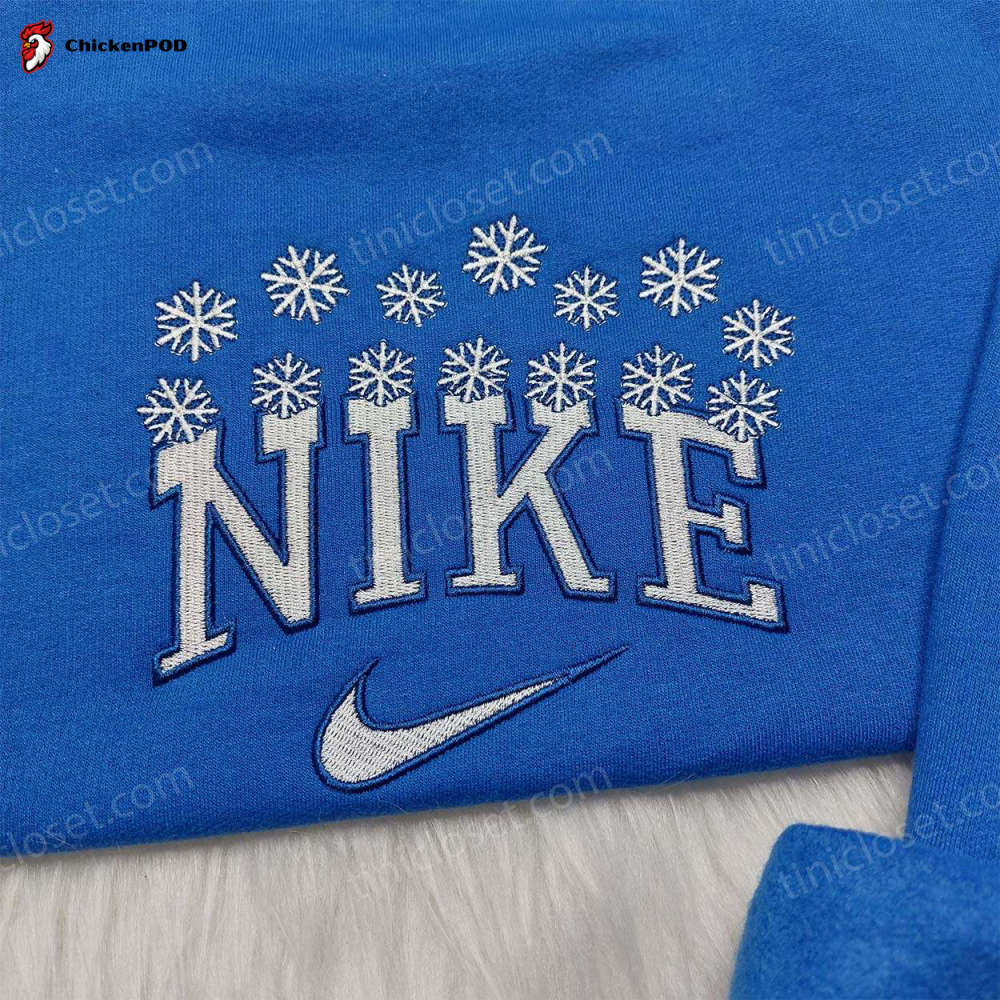 Snowflakes Nike Embroidered Shirt & Hoodie: Custom Christmas Gifts for Family