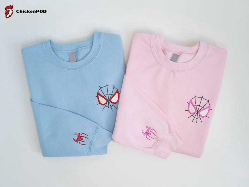 Spider Couple Embroidered Sweater: Trending Cartoon Valentine s Sweatshirt with Spiderman Design