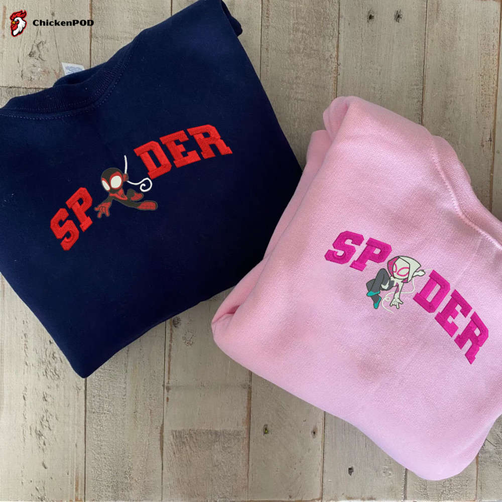 Spider Couple Embroidered Sweater: Trending Valentine Sweatshirt with Cartoon Spiderman Design