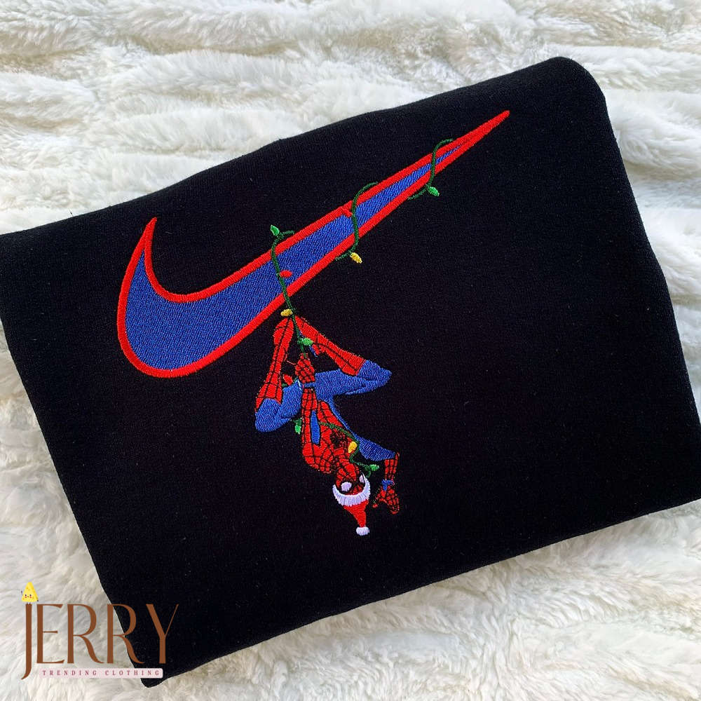 Get Festive with Spider-Man Christmas Nike Sweatshirt – Embroidered Marvel Apparel