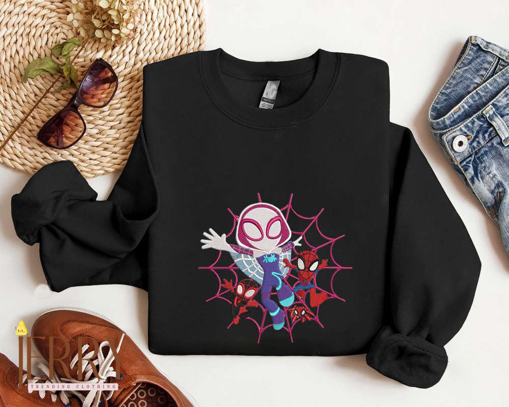 Spiderman & Gwen Stacy Disney Embroidered Sweatshirt: Superhero Style meets Disney Magic!