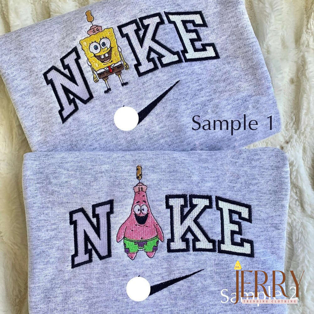 SpongeBob & Patrick Nike Sweatshirt: Embroidered Fun with Cartoon Characters!