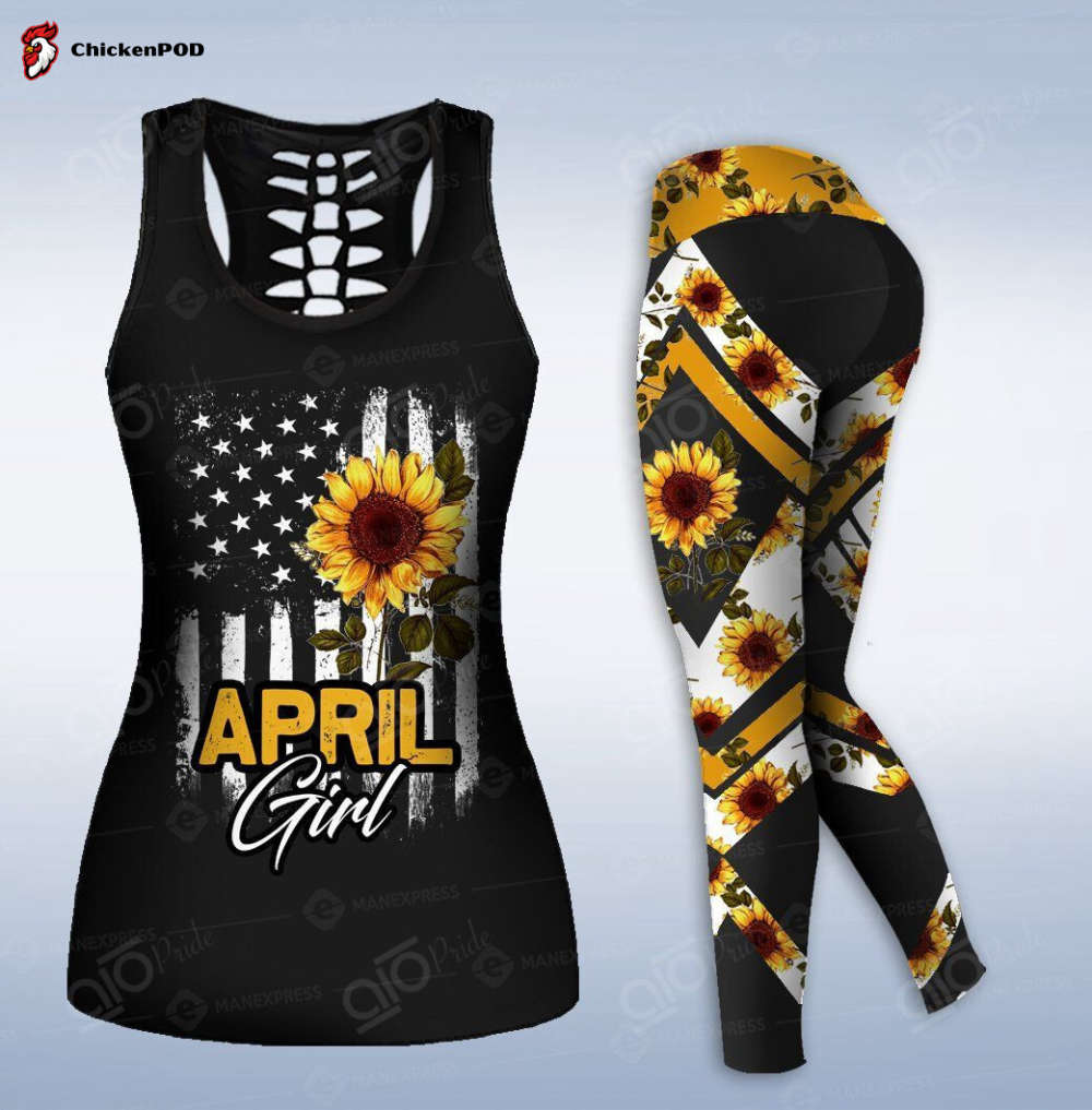 Sport Gift – APRIL GIRL SUNFLOWER Hollow Tank Top or Legging