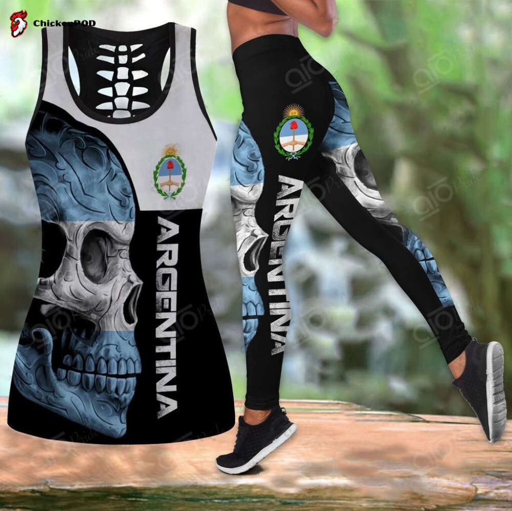 Sport Gift – Argentina Skull 3D Hollow Tank Top or Legging