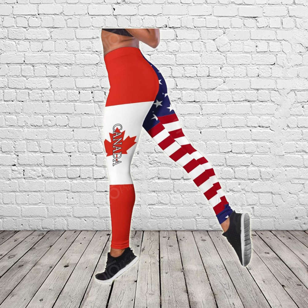 Sport Gift – Canada – America Flag Hollow Tank Top or Legging