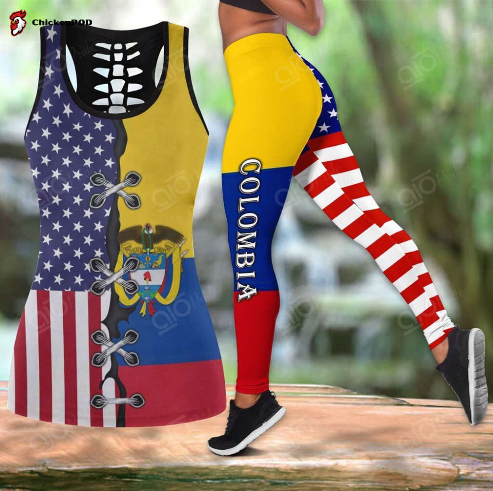 Sport Gift – Colombia – America Flag Hollow Tank Top or Legging