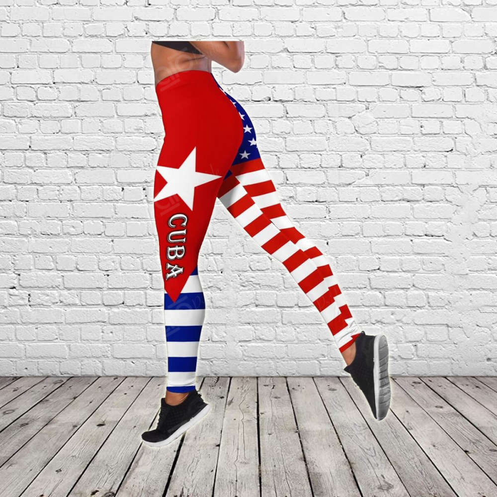 Sport Gift – Cuba – America Flag Hollow Tank Top or Legging