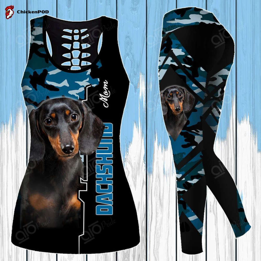 Sport Gift – Dachshund Mom Camouflage Hollow Tank Top or Legging