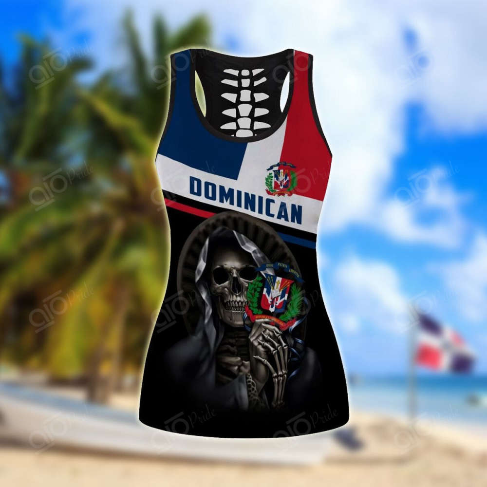 Sport Gift – Dominican Republic Skull 3D Hollow Tank Top or Legging