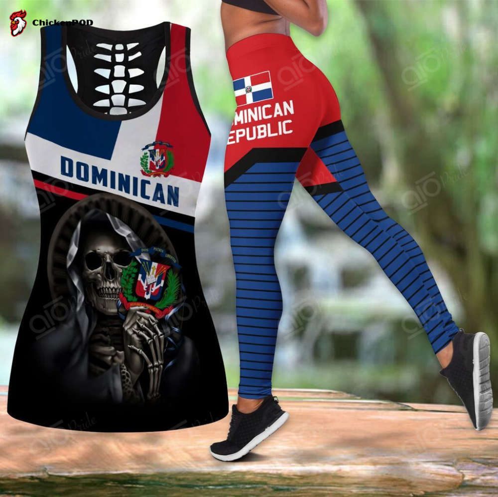 Sport Gift – Dominican Republic Skull 3D Hollow Tank Top or Legging