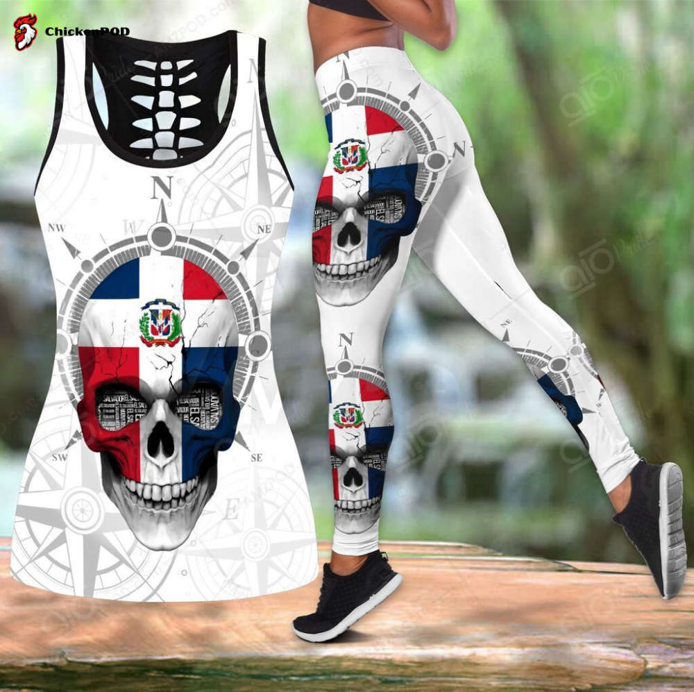 Sport Gift – Dominican Republic Skull Hollow Tank Top or Legging